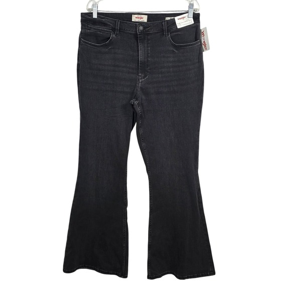 Wrangler Denim - Wrangler Woman High Rise Fierce Flare Jeans Faded Black 16x32 NEW Retro Cowgirl